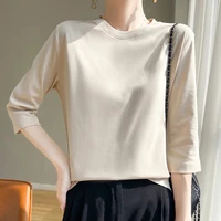 Spring And Summer New White Mercerized Cotton Short Sleeve T-Shirt Feminine Joker Cotton Cropped Sleeve Bottoming Shirt - Image 6