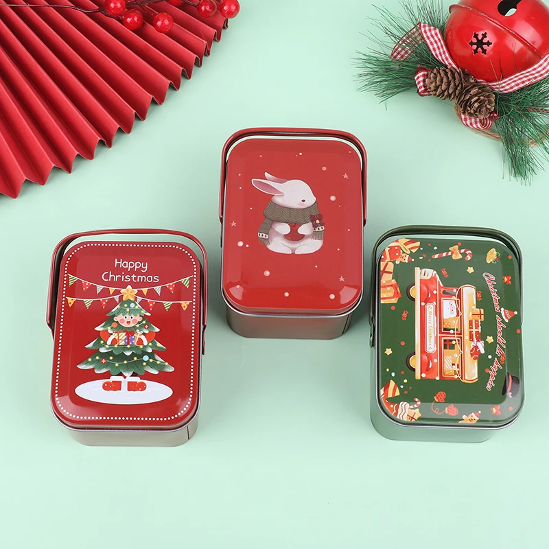 

1pc Vintage Small Suitcase Storage Tinplate Candy Box Cookie Gift Box Sundries Organizer Storage Cans 2024 Xmas Candy Cans Case