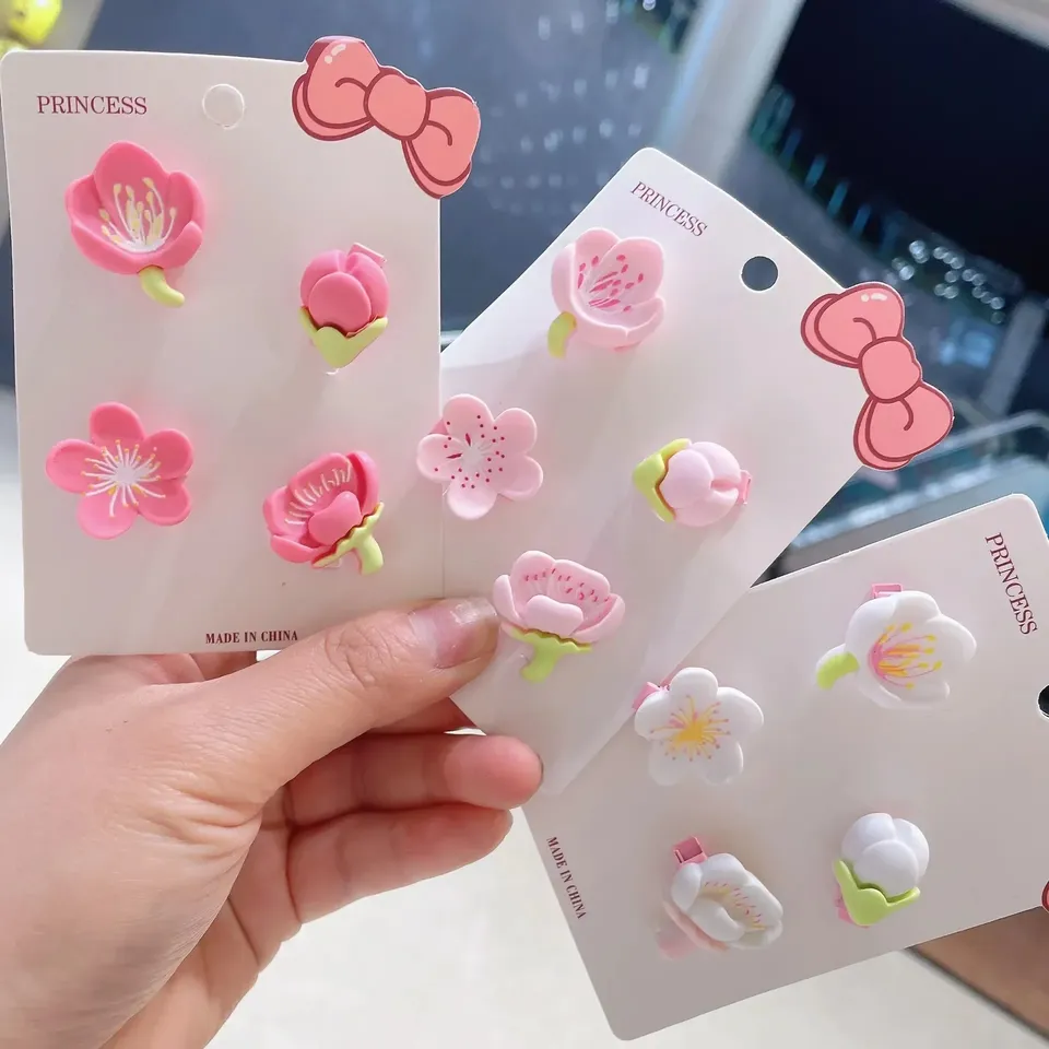 Hair Clips Pink Cherry Blossom Girl Cute Duck Mouth Clip Hairpin Hairpiece Female Hairdressing Tools Hair Snap Clips í¤ì´íì¬ë£ë¨¸ë¦¬í