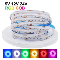 New 5V 12V 24V RGB LED COB Strip Light 576 LED 840LED High Density Linear Lighting Flexible Tape Lamp for Home Decoration