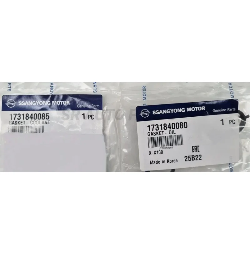 Genuine Coolant & Oil Gasket for Ssangyong TIVOLI 2015~19 G16DF #1731840085+ 1731840080