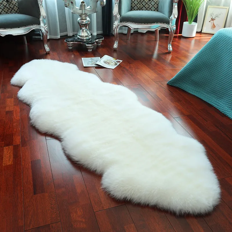 Imitation Sheepskin Carpet For Living Room Fluffy Plush Sofa Cushion Luxurious Faux Fur Rugs Kids Bedroom Bedside Foot Mat White 3