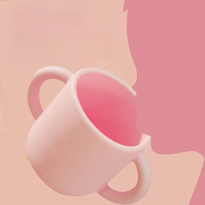 Double Handled Cup Tiny Silicone Drinking Training Cup for Baby and Toddler Learning 6months Drink Shatterproof Infant 2 Shank