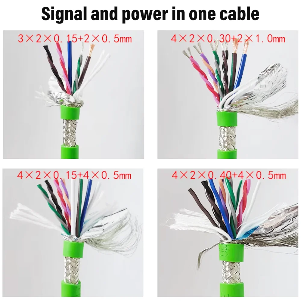 Mixed Cable Twisted Shielded Pair 6 to 8 Cors Signal Cat5E And 2 4 Power Cores Green Sheath Underwater Robot Servo Motor Sensor