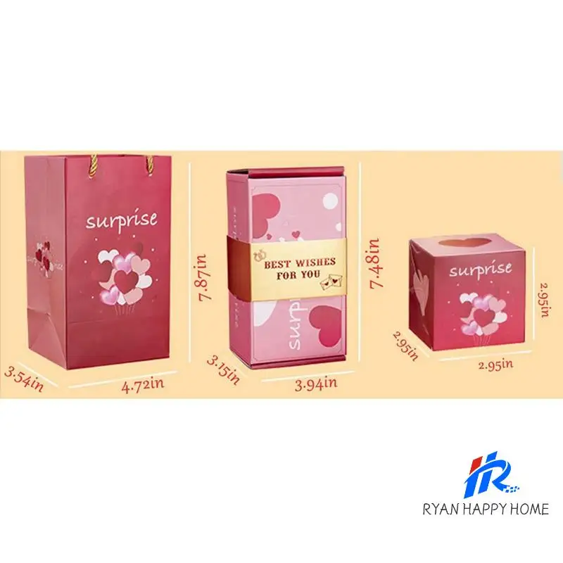 2X Exploding Gift Box Money Up Surprise Birthday Prank Box, Money Roll Gift Box Chinese Red Envelope B