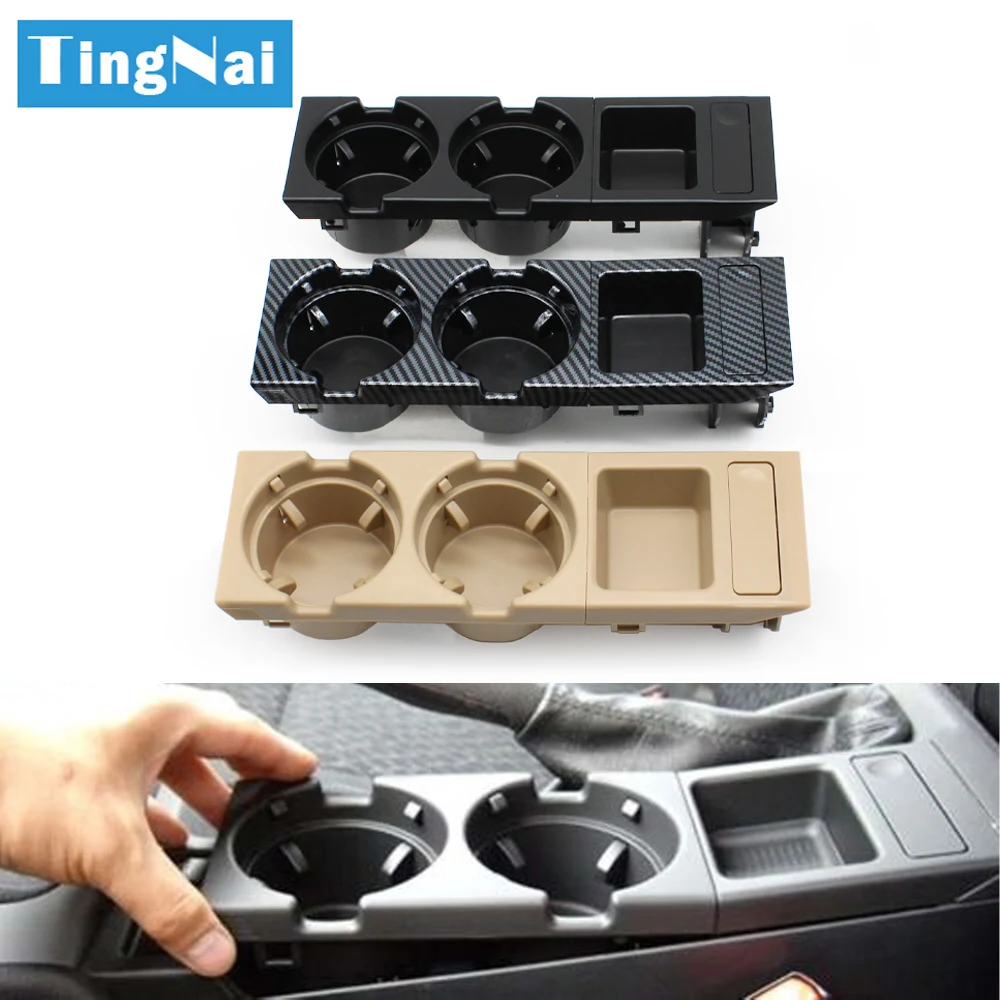 Schwarz Beige Grau Carbonfaser Auto Vordere Mittelkonsole Getränkehalter Aufbewahrungsbox Münzfach für BMW 3er Serie E46 – Detail 1