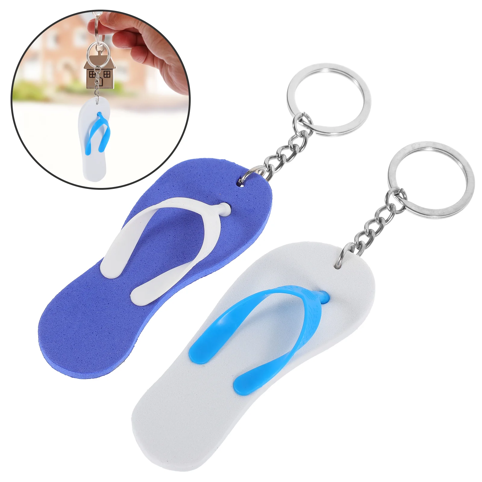 

6 Pcs Beach Slipper Keychain Decor Gift Portable Novelty Keychains Luau Party Ring
