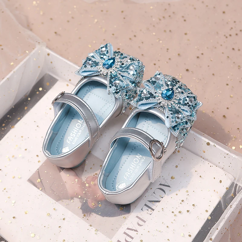 Glitter Kids Ankle Strap Shoes for Girls Party