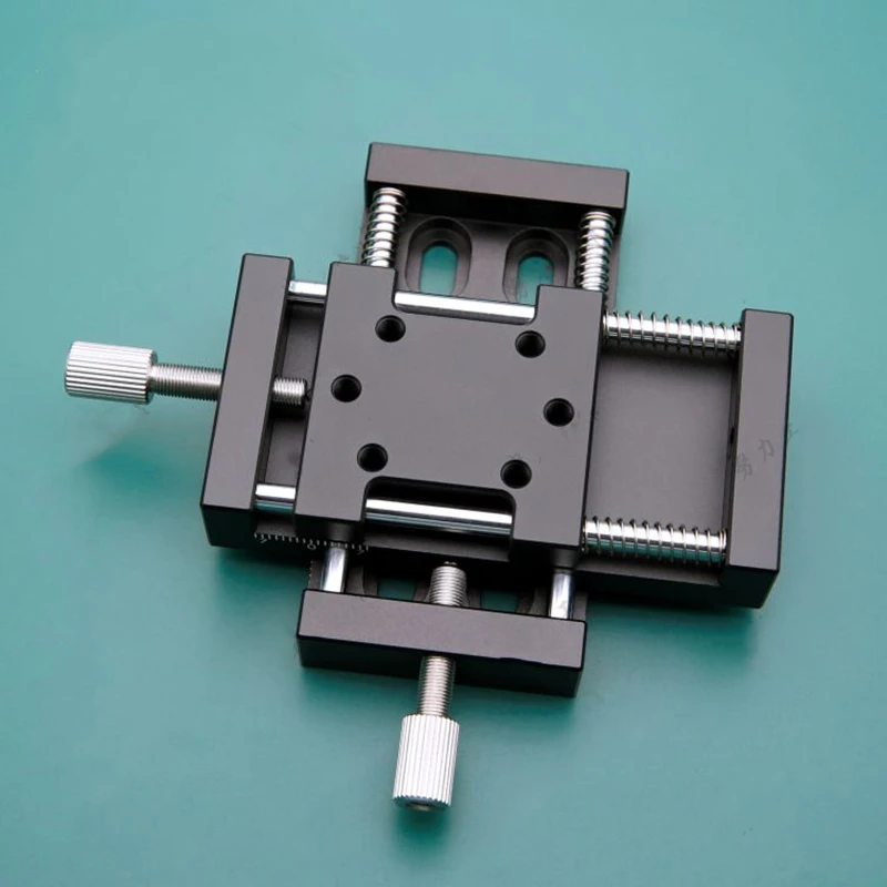 

Small manual slide table XY axis compression screw simple guide rail aluminum alloy table top 40 fine-tuning spring reset