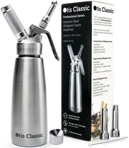 

Stainless Steel Whipped Cream Dispenser, 500ml with 3 Nozzles