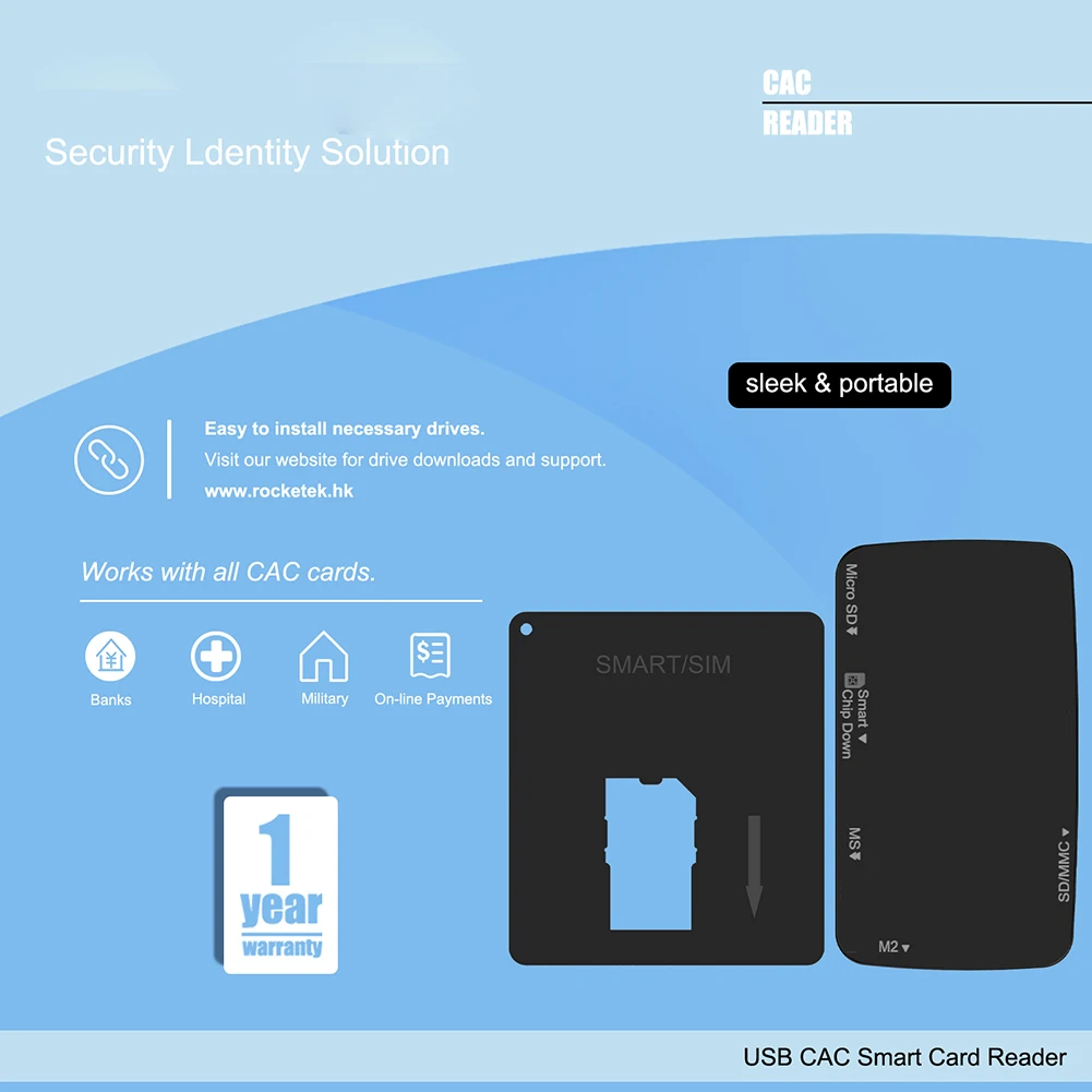 6 in 1 USB 2.0 All In One ID Card Bank Card Reader 480Mbps Speed SD Card Reader Adapter Support Smart Card Micro SD MS M2 SD/MMC