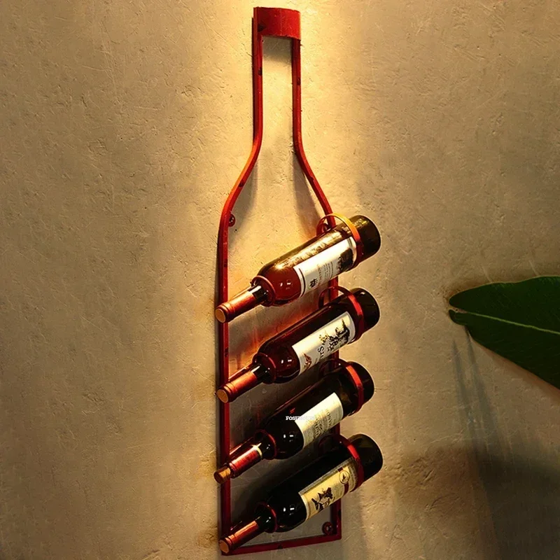 American Wall-mounted Wine Rack Home Creative Wine Cabinet Retro Bar Furniture Restaurant Bar Wrought Iron Wall Art Decorations