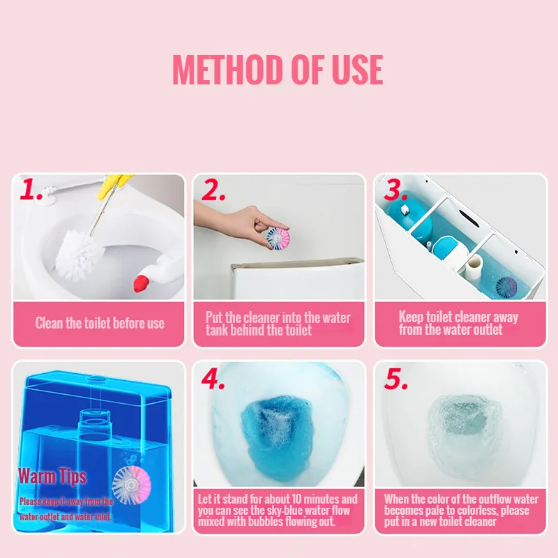 Description Picture 2 of item6/12Pcs Long-Lasting Toilet Bowl Cleaner Tablets - Sustained-Release Technology for Tough Stains Automatic Toilet Cleaner