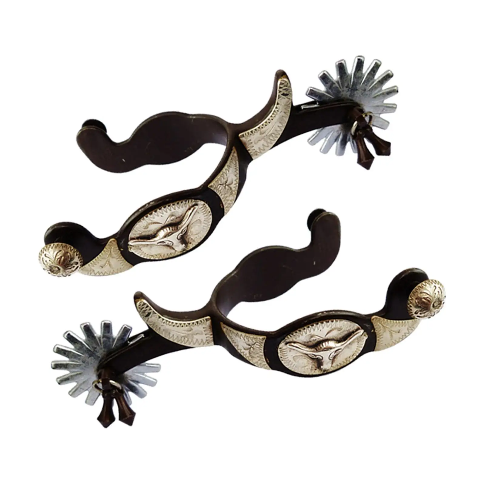 2x Horse Spurs Anti Rust Western Style Spur for Competition Equipments Brown