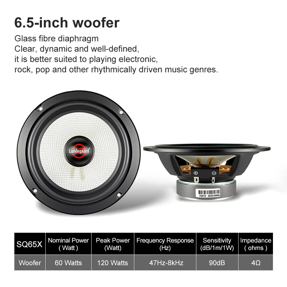 6.5インチ 240W（2×120W）カースピーカーセット、同軸スピーカー