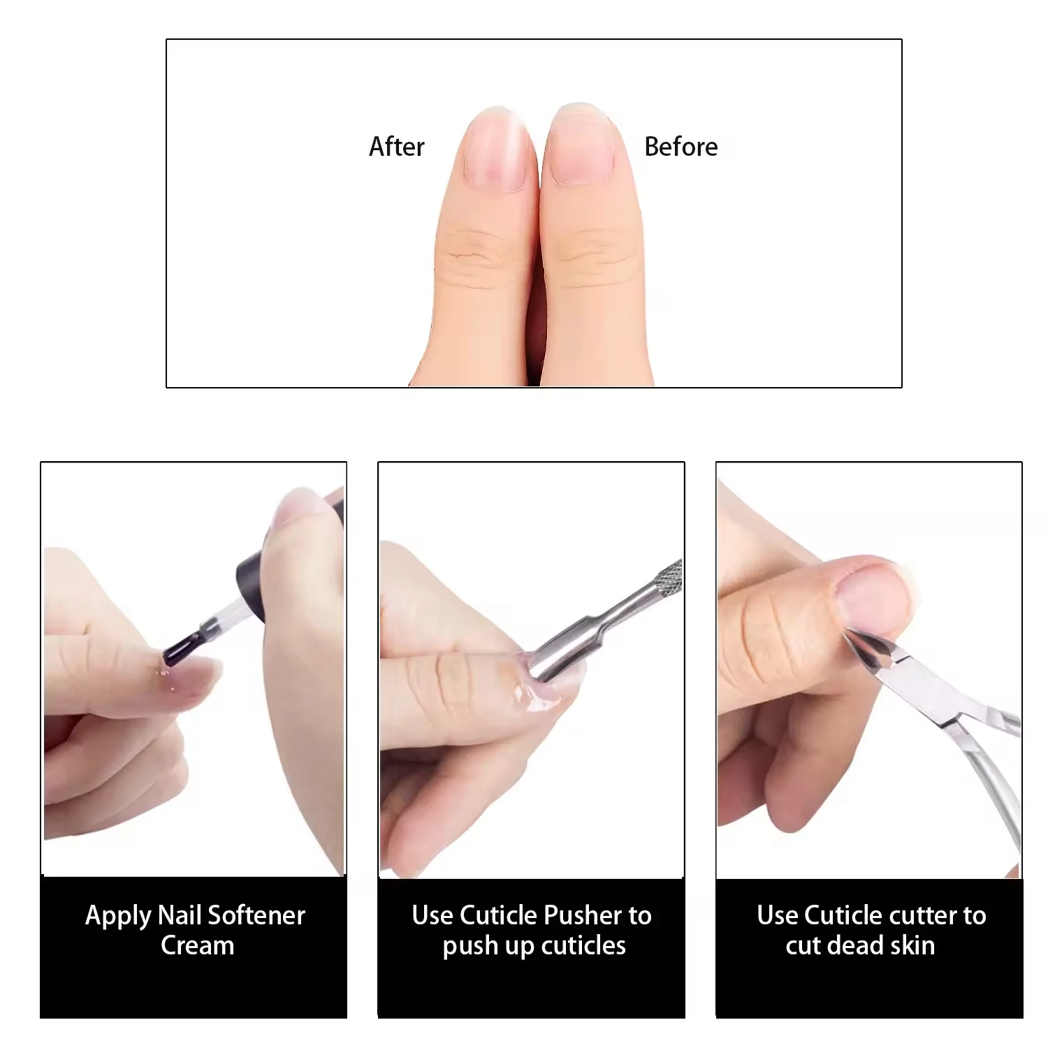 Cuticle Pliers with Cuticle Pusher Stainless Steel Cuticle Remover and Trimmer Perfect For Fingernails and Toenails 4