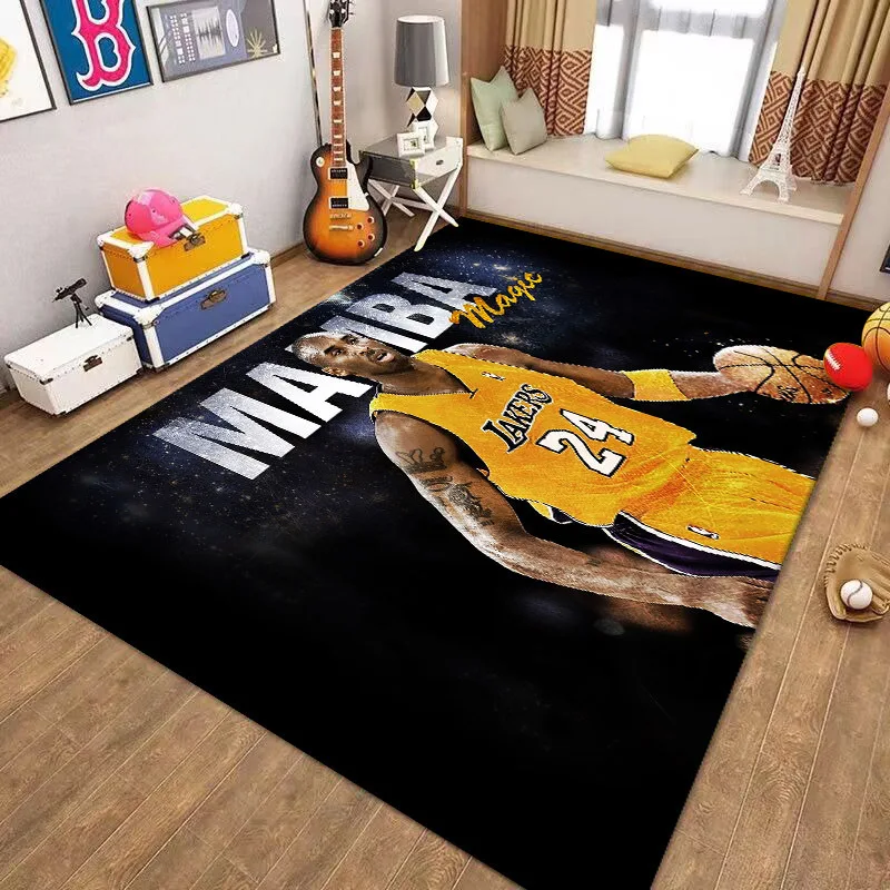 VIKAMA 1PC Basketball Star Crystal Velvet Carpet Dirt Resistant Bedroom Living Room Sofa Coffee Table Non-Slip Pad Home Decor