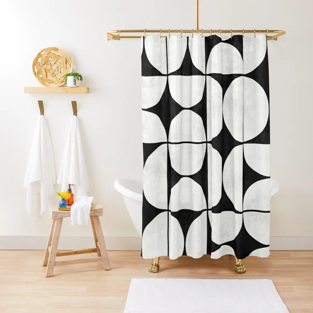 

Mid-Century Modern Pattern No.2 - Black and White Concrete Shower Curtain Anime Shower Bathtub Curtain