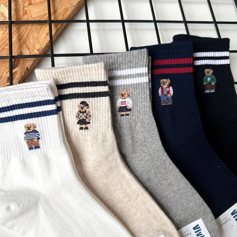 Gute Qualität Cartoon Elegante Dame Bär frauen Nette Socken Baumwolle Harajuku Stil Frau Neuheit Atmungsaktive Sox Weihnachten Geschenke – Detail 24