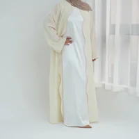 2025 Hot Sell Dubai UAE Elegant Muslim Abaya Women Islamic Light colored Pink lined Embroidery Design for Middle East Markets