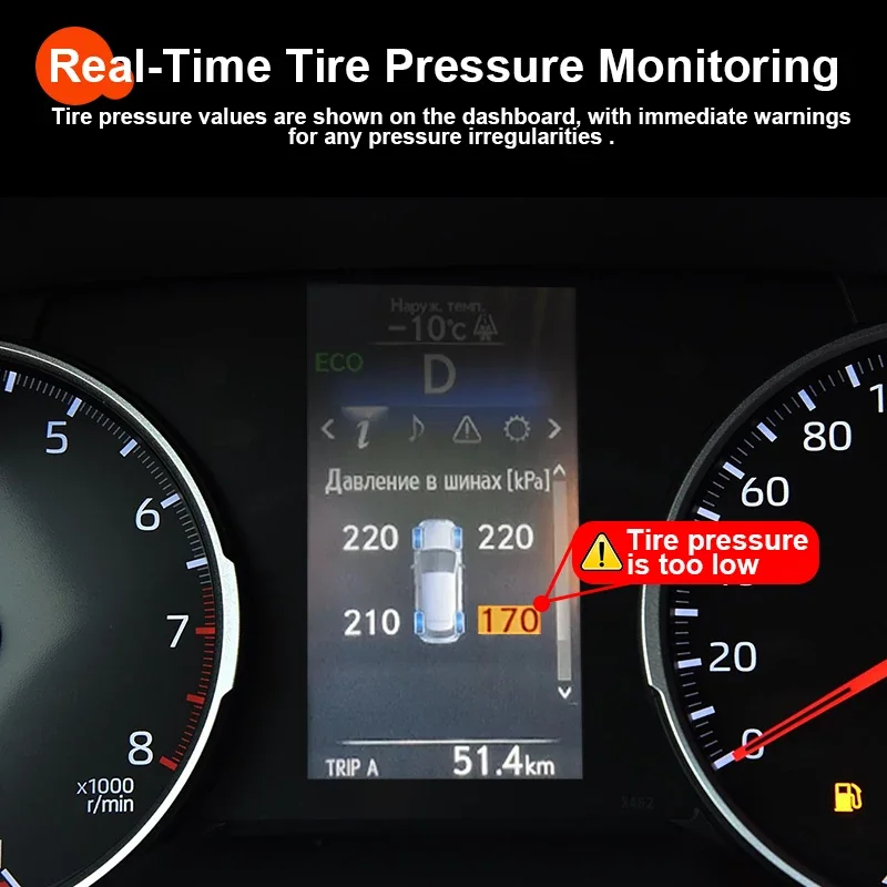 Smart Car TPMS Tire Digital LCD Display Auto Security Alarm Tyre Pressure Monitor For Toyota RAV4 XA50 -