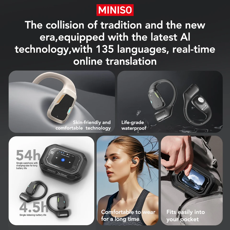 Casque Traducteur MINISO M98 IA - 135 Langues, Traduction En Temps Réel, écran Tactile, Bluetooth - Pour Voyages IOS/Android - 2