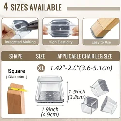 Premium Chair Leg Floor Protectors Set - Durable Silicone Covers for Scratch & Noise Reduction on Hardwood Floors (16 Pieces) (16Pcs XL)