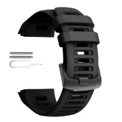 Premium Sport Silicone Replacement Wristband for Men - Original Strap for Garmin Instinct (Black)