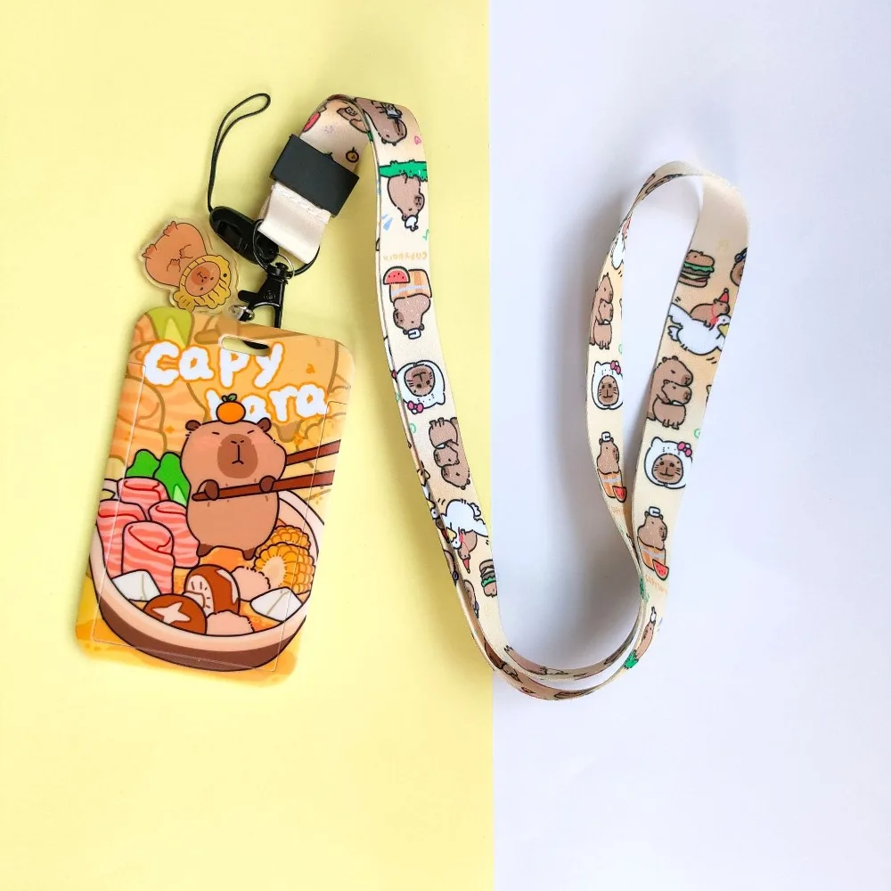 Card Holder Card Sleeve Cute New Capibala Cartoon Printing Slide Card Case Waterproof ABS Capibala Anti Loss Card Sleeve Student Cute Holder