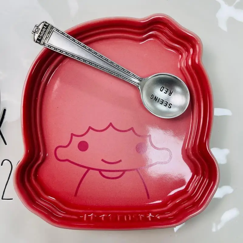 French Gemini Boys Girls Small Plate Seasoning Children's Dining Rice Plates Tableware Small Dish Ceramic Bread Sushi Plate ceramic dessert plates