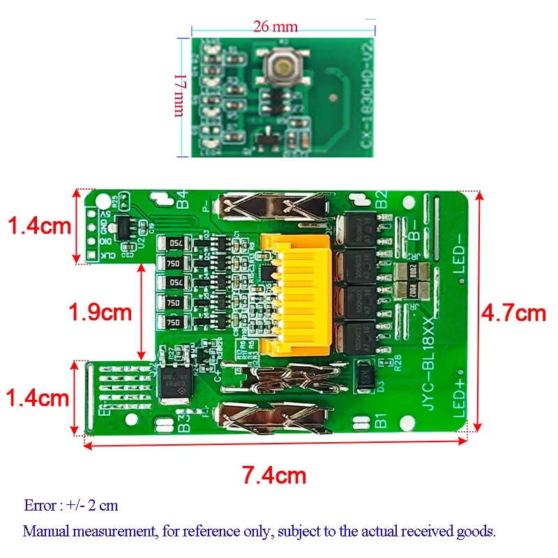 Makita 18V 리튬 이온 배터리 케이스 BL1830 BMS PCB 밸런스 충전 보호 회로 기판 전력 디스플레이 키 BL1860 용 4PCS