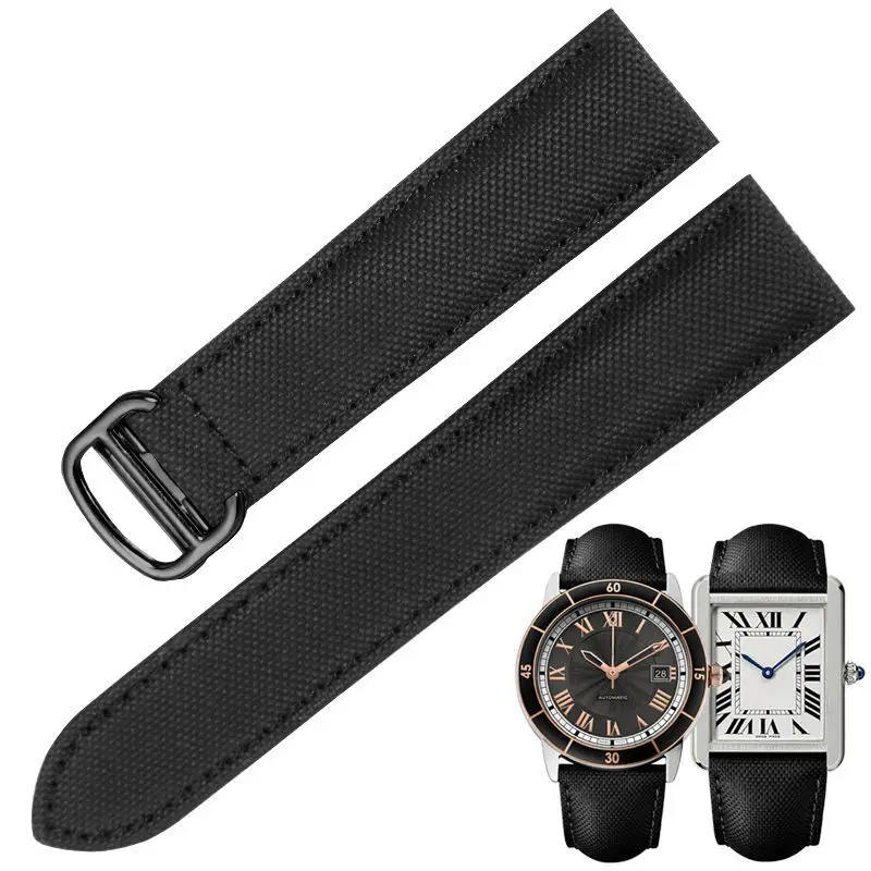 Cinturino In Nylon Per Cartier Tank Must London Key Sweatproof In Vera Pelle Suola In Tela Accessori Cinturino 20 22Mm