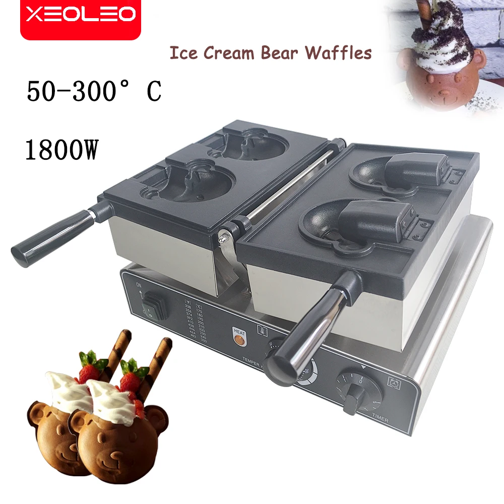 Xeoleo beer hoofd wafel machine open mond beer type taiyaki wafelijzer beer taiyaki ijs 1800w