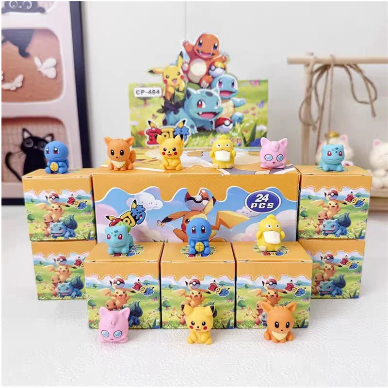 24 Stück Pokemon Mini Blind Box Niedliche Pikachu-Figur Spielzeug Kindergeburtstagsgeschenk Desktop-Cartoon-Deko Sammlerstück Überraschungs-Ornament Geschenke