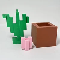 Charming 3D printed pixel rose - perfect for bedroom decoration, no need for power, durable plastic 3