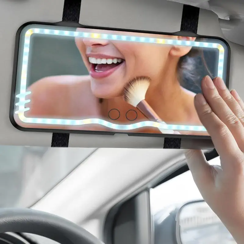 

Cleaned Interior Car Visor Rechargeable Makeup Mirror Touch On Screen Universal Car Sun Visor Mirror For Women Lighted Mirrors