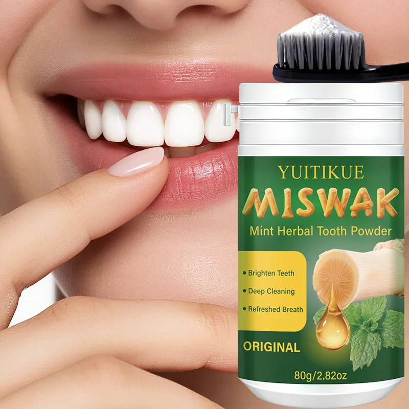 YUITIKUE Miswak Mint Herbal Tooth Powder | Brighten Teeth & Deep Cleaning for Refreshed Breath | Original Formula 80g 3