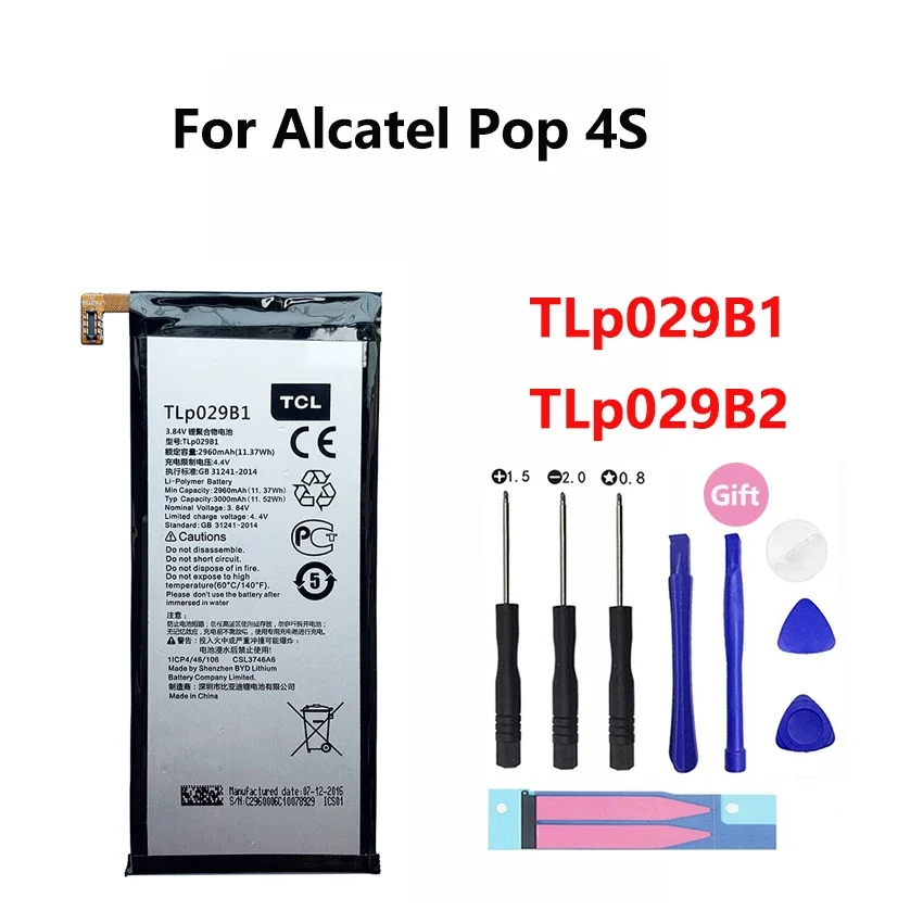 

Оригинальный аккумулятор TLp029B1 TLp029B2 2960 мАч для Alcatel Pop 4S 5095 5095B 5095I 5095K 5095L 5095Y для TCL 550 + Инструменты