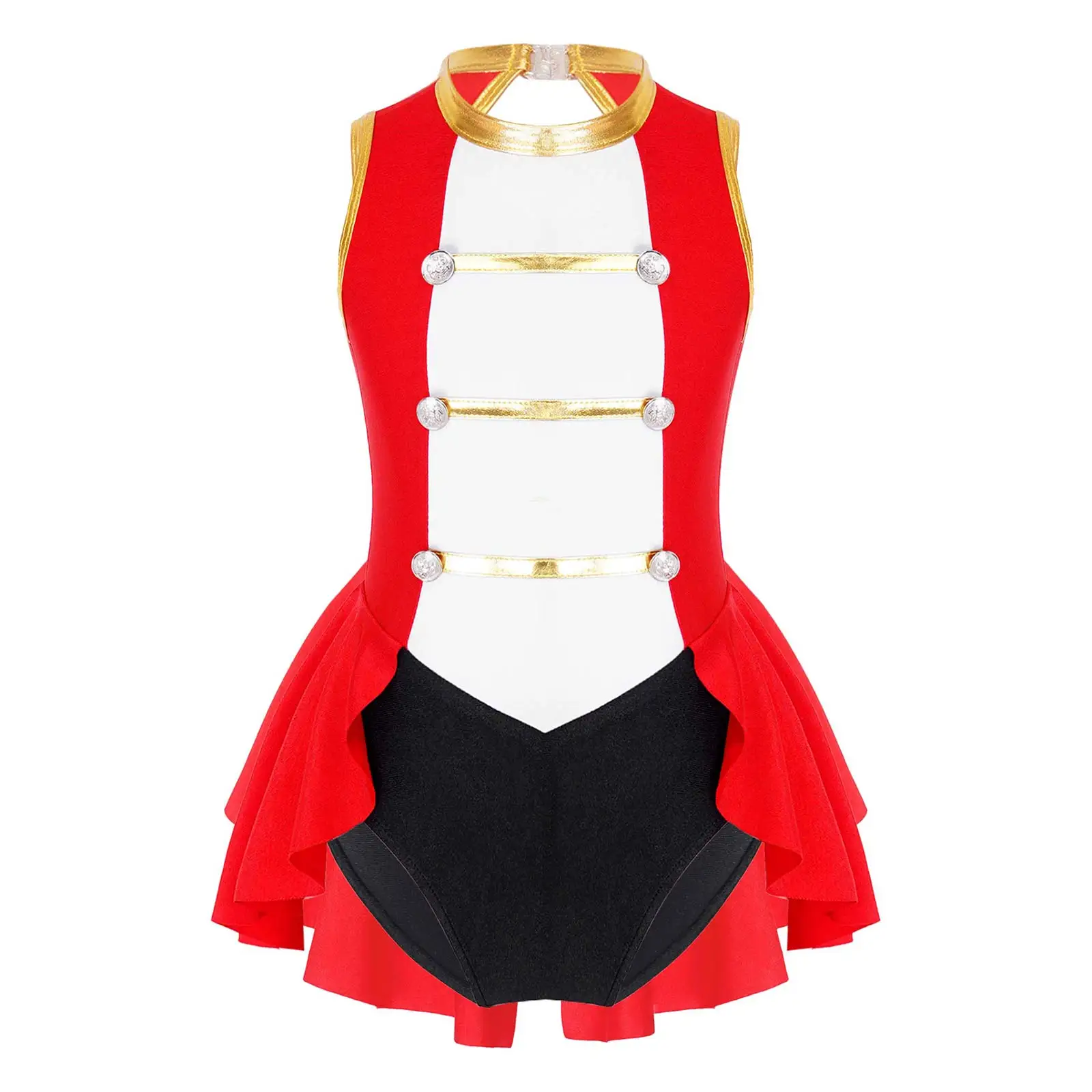 Disfraz de maestro de circo para niñas, traje de presentador, mono de gimnasia con botones Vintage, vestido con tutú de red para Ballet, Ropa de baile