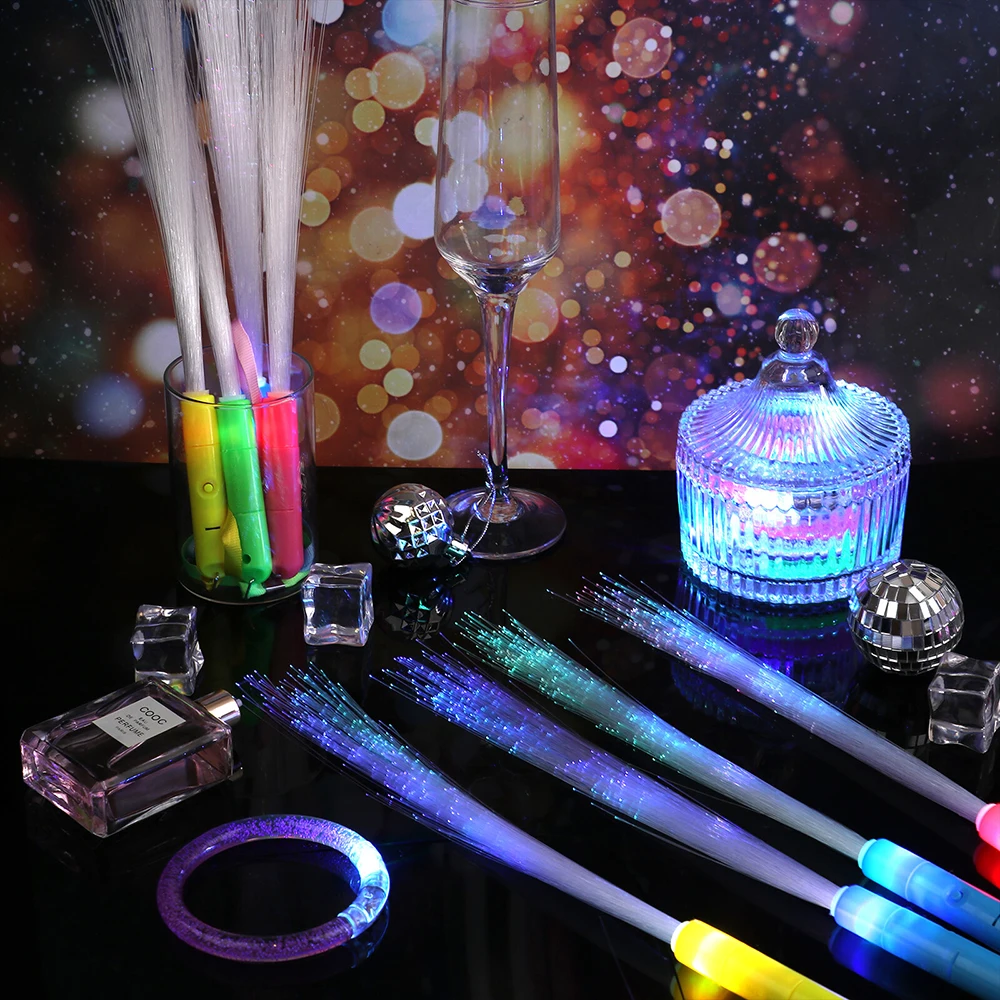 Led Light Up Stick Glowing Fiber Stick Toy Party 3 Light Patterns Luminous Prop Christmas Birthday Gift Wedding Party Gift