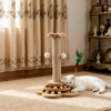 1 Set Durable Solid Wood Cat Scratching Post with Toys, Sisal Board & Interactive Turntable, Prevents Furniture Damage