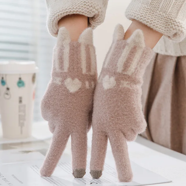 Mini gants en laine au beurre pour fille, style aléatoire