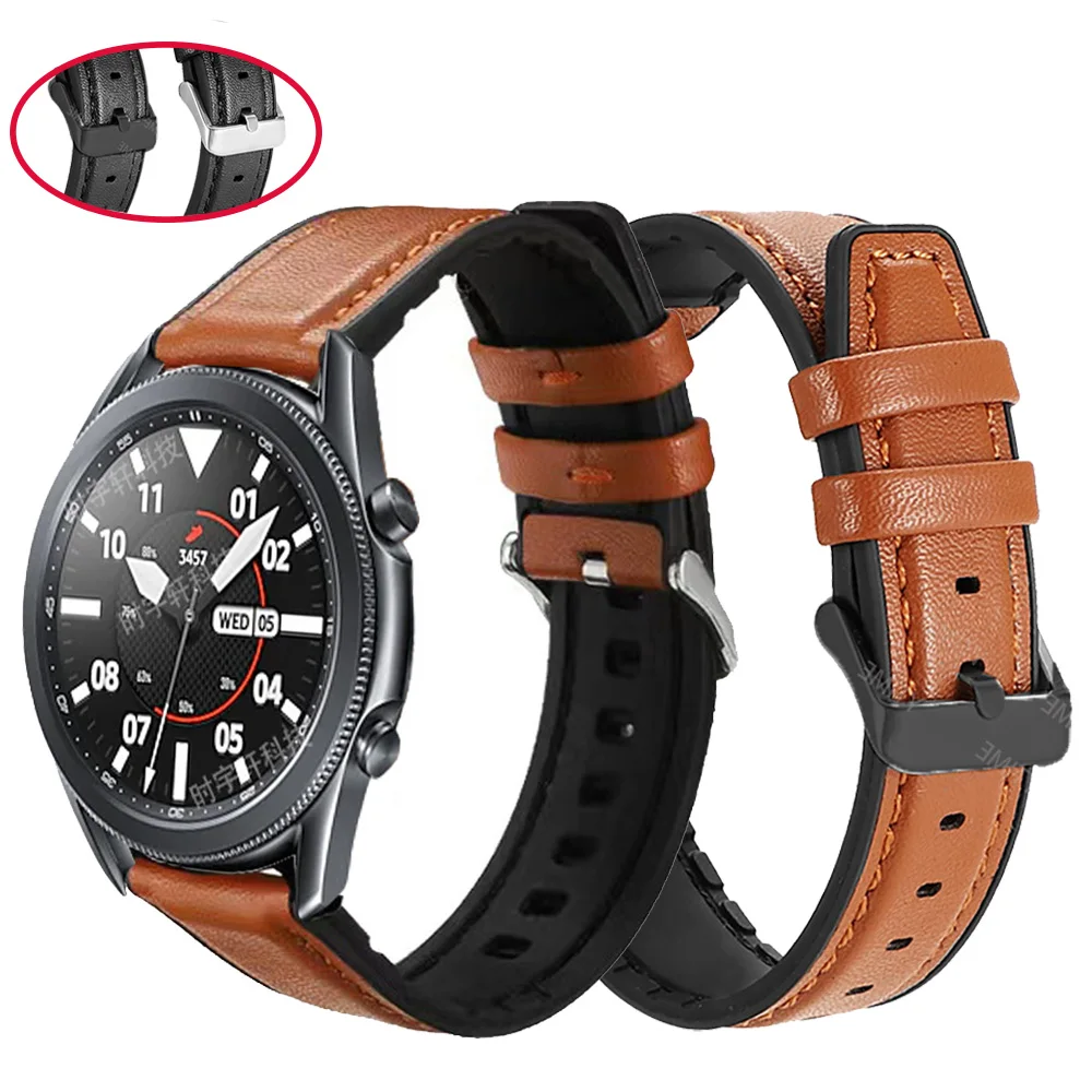 

For Samsung Galaxy Watch 3 41mm 45mm Band 20/22mm Leather Silicone Strap For Galaxy 42mm 46mm/Gear S3 S2/Active 2 Sport Bracelet