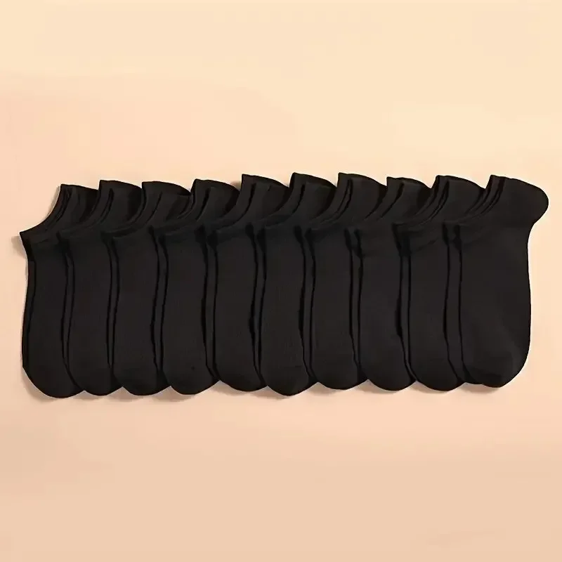 men Socks Breathable Sports Solid Color Boat socks Comfortable Cotton Ankle Socks White Black 10 Pairs