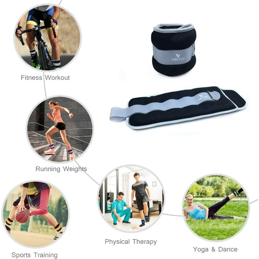 10 lbs pair (5 lbs each) Ankle/Wrist Weights for Women, Men, Kids - Arm Leg Weights Set with Adjustable Strap - Running, Jogging