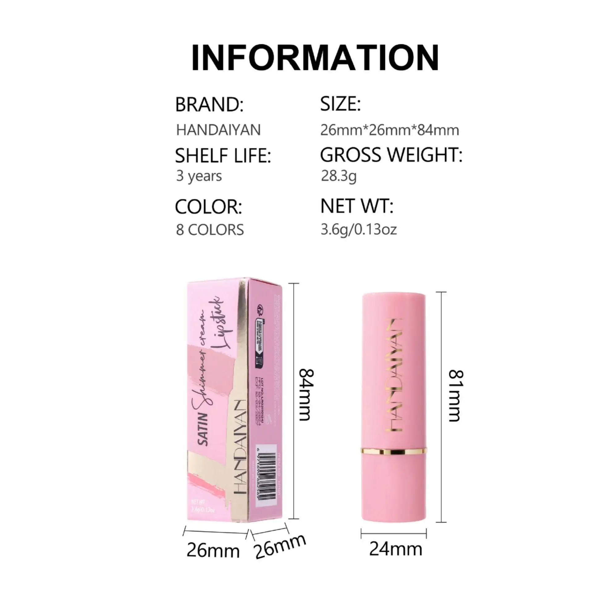 Glitter Diamond Long-Lasting Waterproof Lipstick - 8 Vibrant Metallic Shades