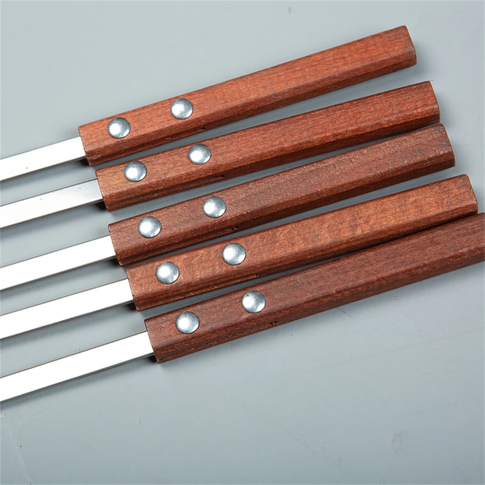 10pcs Professional 15.7inch 20inch Stainless Steel Barbeque Skewers for Kabobs