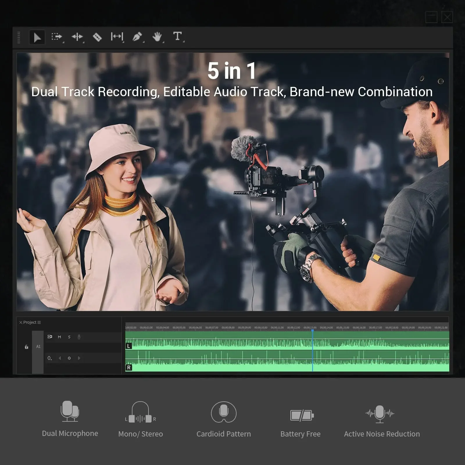 SmallRig S20 온 카메라 마이크, 쇼크 마운트 비디오 마이크, DSLR 카메라용 스테레오 마이크, 아이폰 14/15 3468