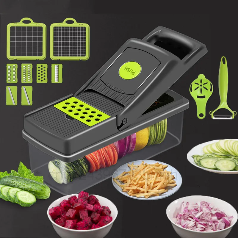 12 In1 Mandoline Vegetable Cutter Kitchen Accessories Peeler Chopper Slicer Fruit Potato Onion Carrot Grater with Drain Basket |