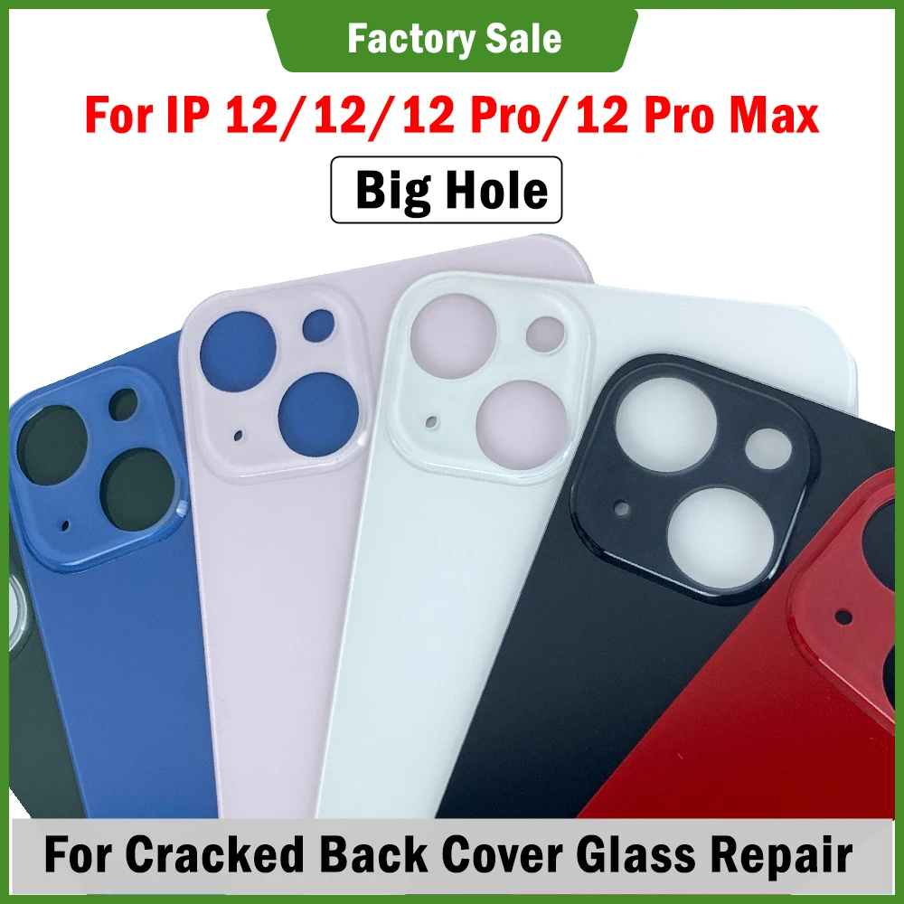 

2pcs Back Glass Replacement For 12 12 Mini Pro Max 12pro Big Hole Camera Housing Rear Door Battery Cover Components